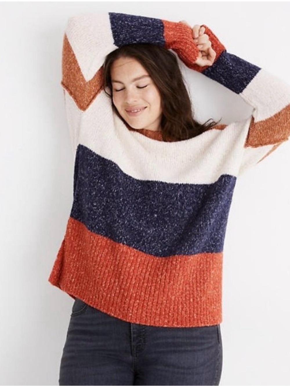 Madewell Alpaca Blend Colorblock Oversized Sweater Size XS